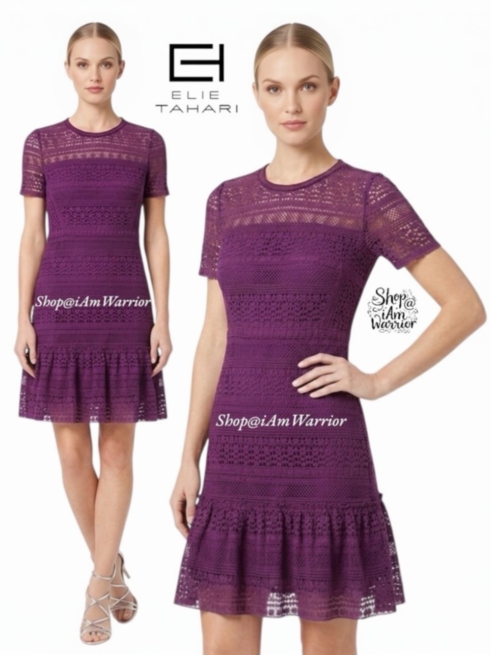 Elie Tahari NWT purple lace fit & flare dress *shop@iamwarrior